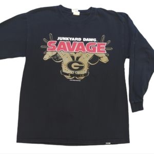 Gildan Georgia Football Junkyard Dawg Savage Long Sleeve Tee Black and Red sz YL